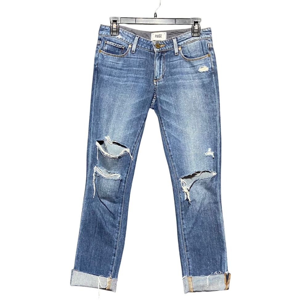 PAIGE Jimmy Jimmy Skinny Jeans Women's 23 Brady Medium Wash‎ Destructed Cuffed